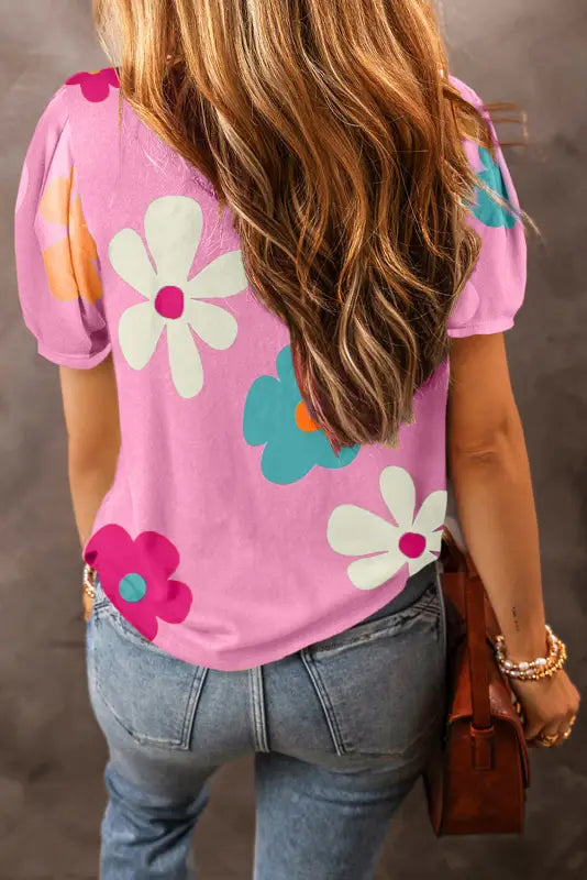 White bowknot bubble sleeve tee