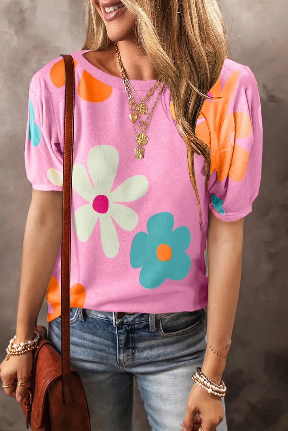 White bowknot bubble sleeve tee - pink / s / 95% polyester + 5% elastane - tops/tops & tees