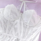 White Bridal Chemise with Sexy Lace Paneling - Fashionfitz