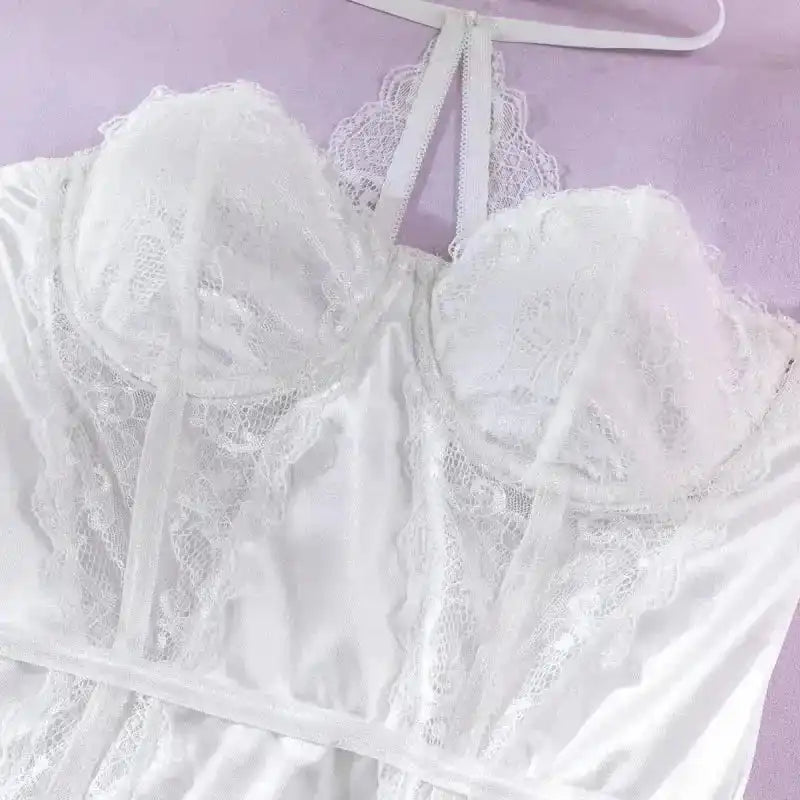 White Bridal Chemise with Sexy Lace Paneling - Fashionfitz