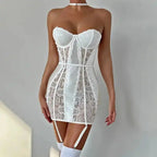 White Bridal Chemise with Sexy Lace Paneling - Fashionfitz