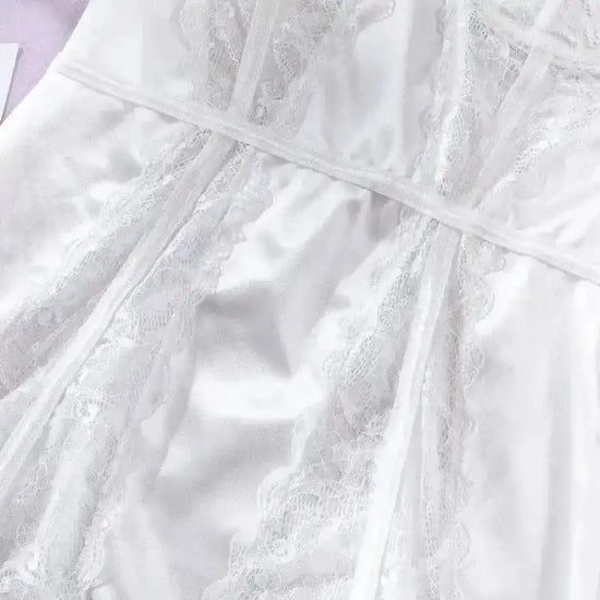 White Bridal Chemise with Sexy Lace Paneling - Fashionfitz