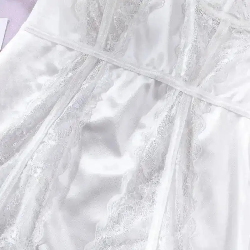 White Bridal Chemise with Sexy Lace Paneling - Fashionfitz