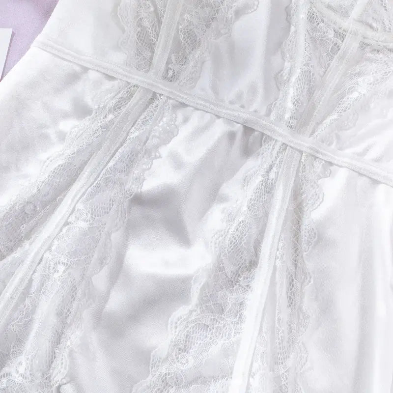 White bridal chemise with sexy lace paneling - chemises