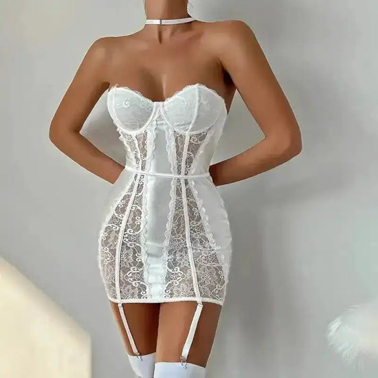 White Bridal Chemise with Sexy Lace Paneling - Fashionfitz