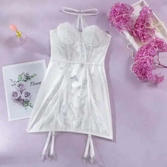 White Bridal Chemise with Sexy Lace Paneling - Fashionfitz