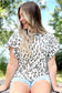 White butterfly sleeve leopard print top - short tops