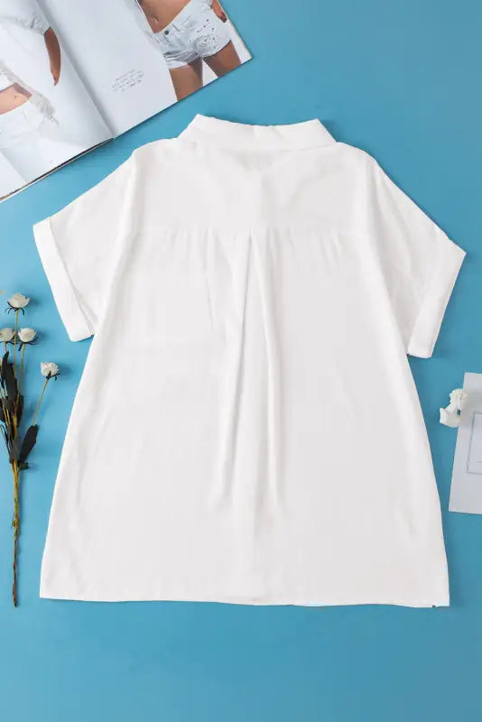 White buttoned short sleeve shirt - tops/blouses & shirts