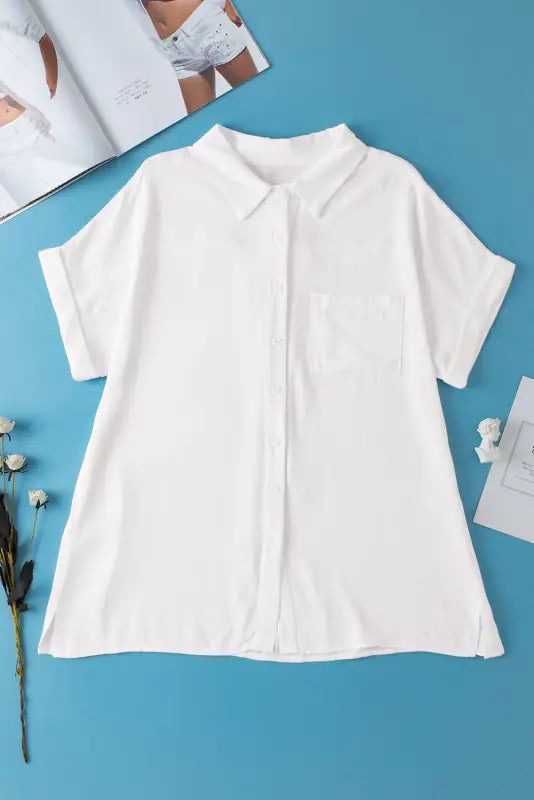 White buttoned short sleeve shirt - tops/blouses & shirts