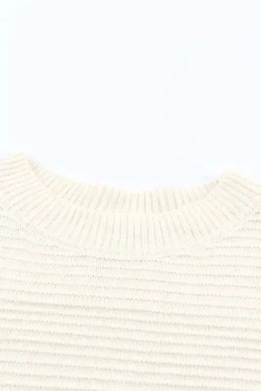 White Buttoned Shoulder Drop Shoulder Striped Sweater - Fashionfitz