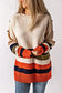 White buttoned shoulder drop striped sweater - sweaters & cardigans