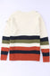 White buttoned shoulder drop striped sweater - sweaters & cardigans