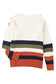 White buttoned shoulder drop striped sweater - sweaters & cardigans