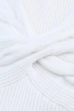 White Cable Crossed V Neck Sweater - Fashionfitz