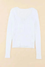 White Cable Crossed V Neck Sweater - Fashionfitz