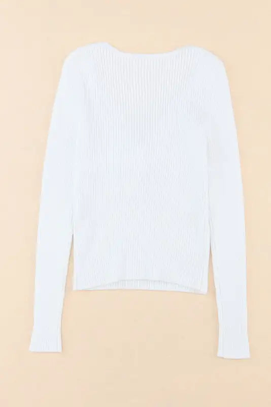 White cable crossed v neck sweater - sweaters & cardigans