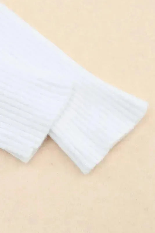 White Cable Crossed V Neck Sweater - Fashionfitz