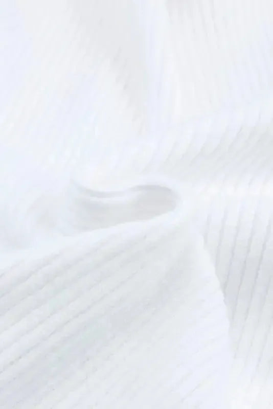 White Cable Crossed V Neck Sweater - Fashionfitz