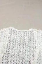 White Cardigan - Stylish Hollow Out Knit Drop Shoulder - Fashionfitz