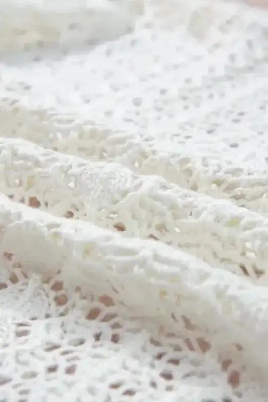 White Cardigan - Stylish Hollow Out Knit Drop Shoulder - Fashionfitz