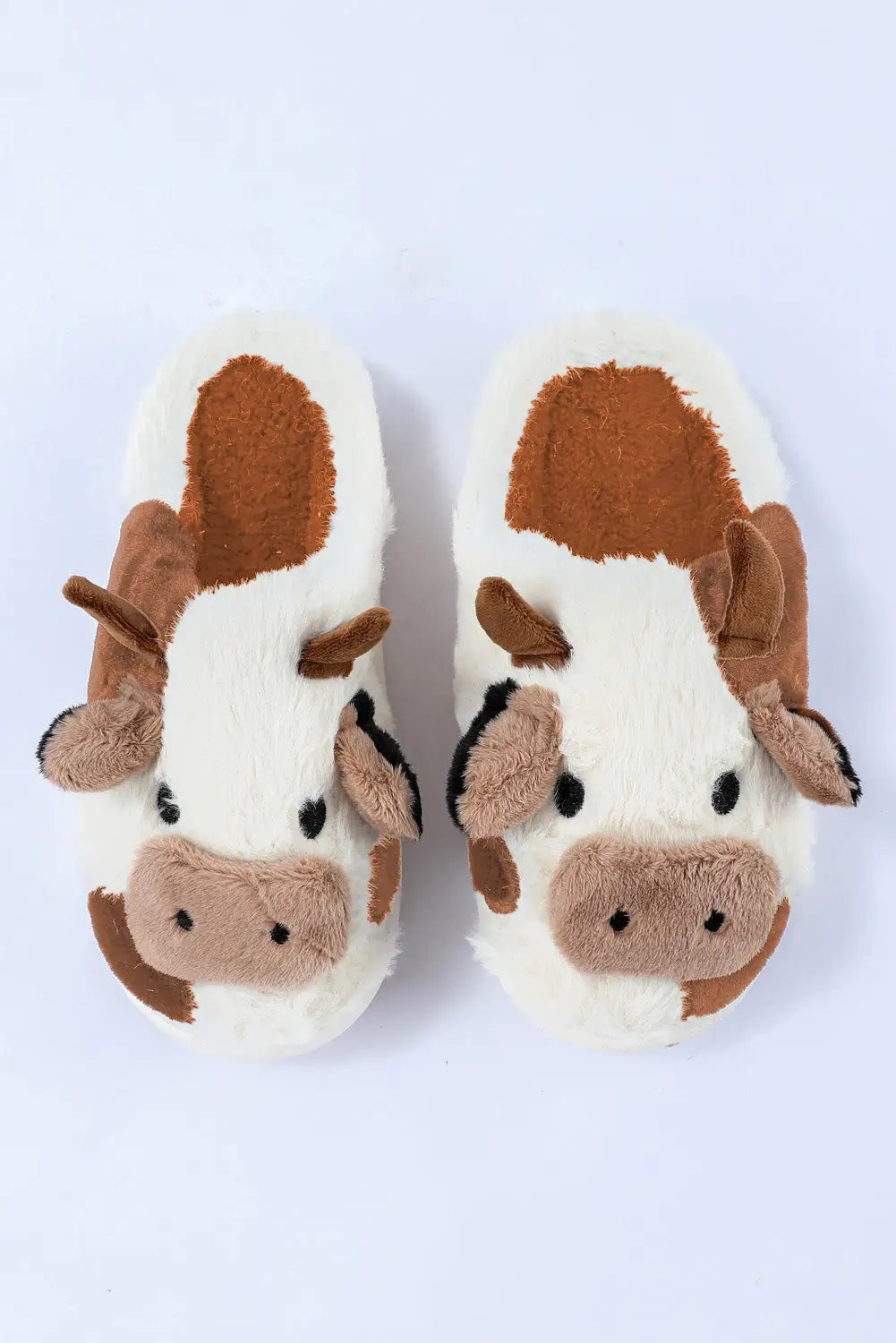 White cartoon animal cow plush slippers