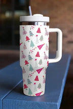White Cartoon Christmas Tree Printed Thermos Cup - Fashionfitz