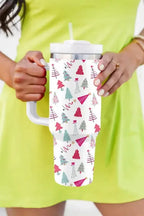 White Cartoon Christmas Tree Printed Thermos Cup - Fashionfitz