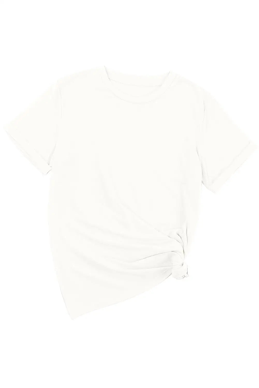 White casual plain crew neck t-shirt - t-shirts