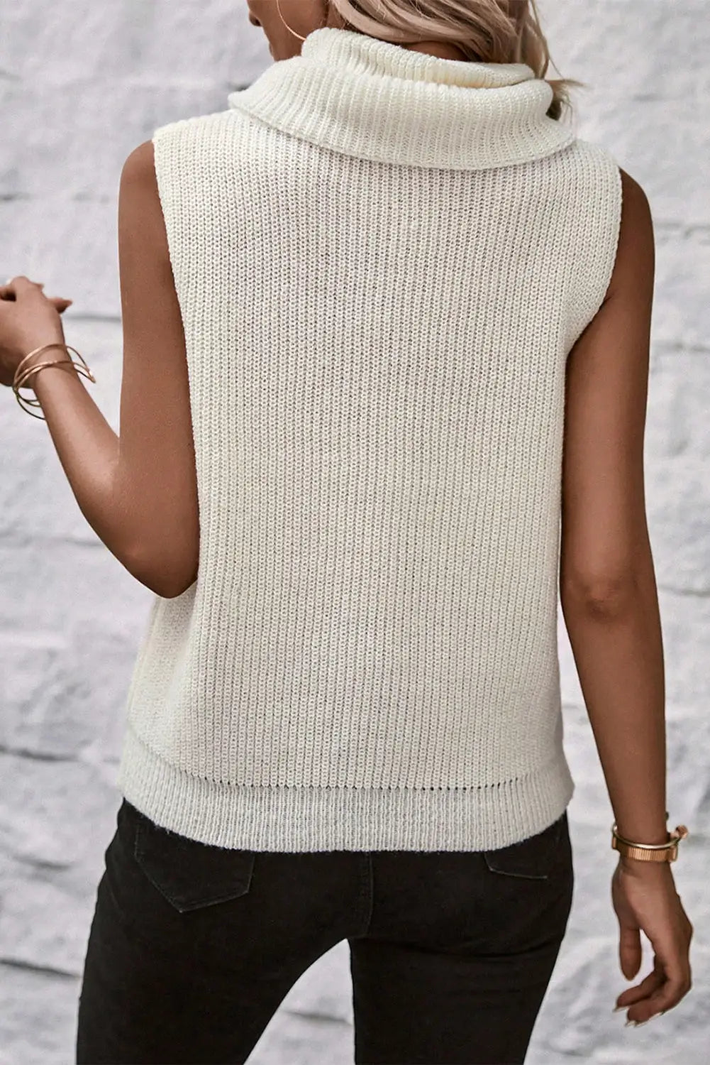 White central seam cowl neck sweater vest - sweaters & cardigans