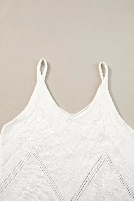 White chevron pointelle knit sweater vest - tops/tank tops