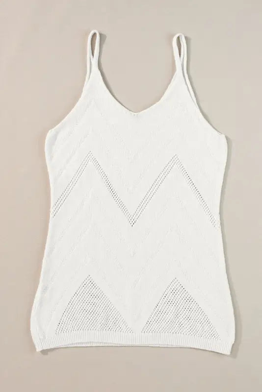 White chevron pointelle knit sweater vest - tops/tank tops