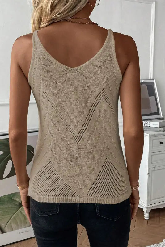 White chevron pointelle knit sweater vest - tops/tank tops