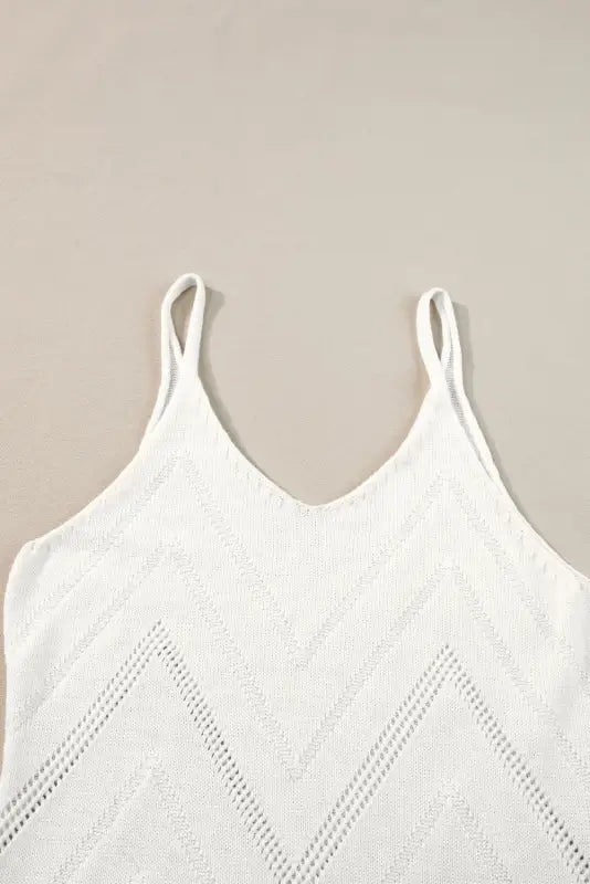 White chevron pointelle knit sweater vest - tops/tank tops