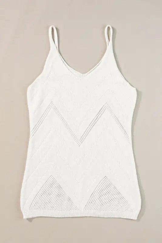 White chevron pointelle knit sweater vest - tops/tank tops