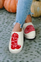 White Christmas Gingerbread Man Plush Home Slippers - Fashionfitz