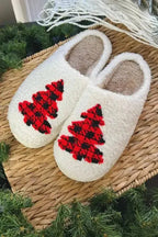 White Christmas Gingerbread Man Plush Home Slippers - Fashionfitz