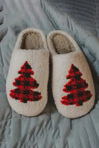 White Christmas Gingerbread Man Plush Home Slippers - Fashionfitz