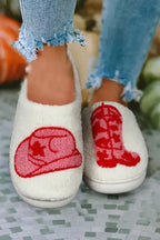 White Christmas Gingerbread Man Plush Home Slippers - Fashionfitz