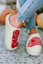 White Christmas Gingerbread Man Plush Home Slippers - Fashionfitz