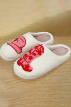 White Christmas Gingerbread Man Plush Home Slippers - Fashionfitz