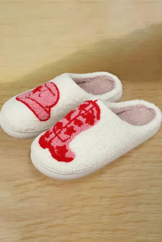 White Christmas Gingerbread Man Plush Home Slippers - Fashionfitz