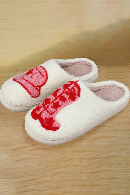 White christmas gingerbread man plush home slippers