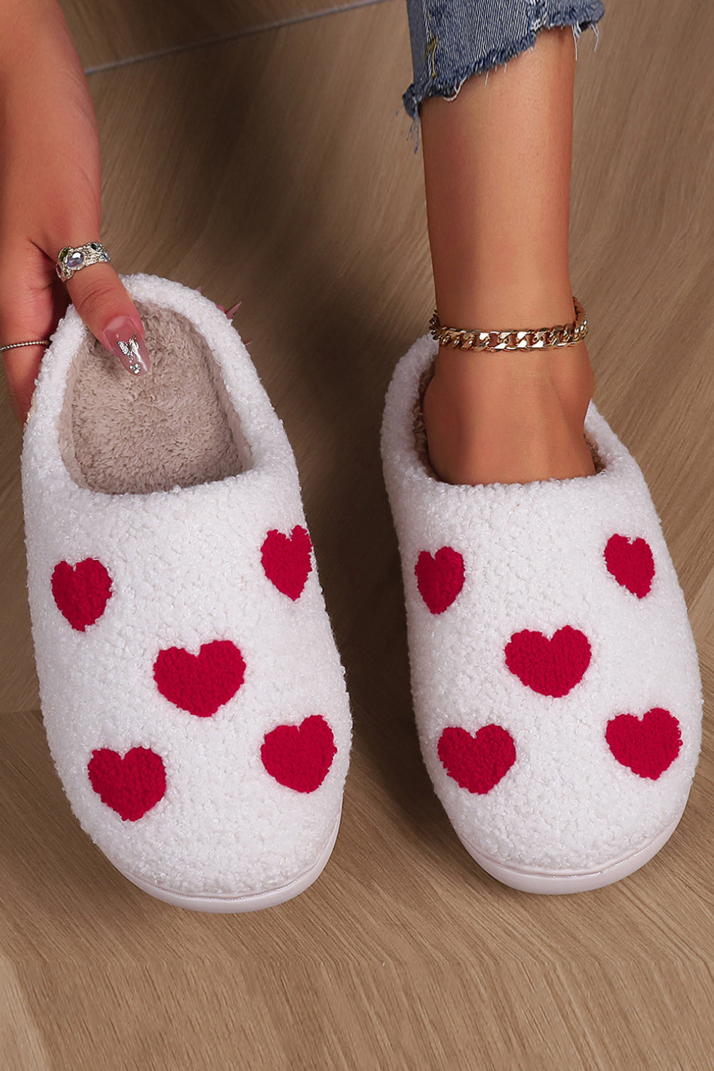 White christmas gingerbread man plush home slippers - white1 / 36 / 100% polyester + 100% tpr