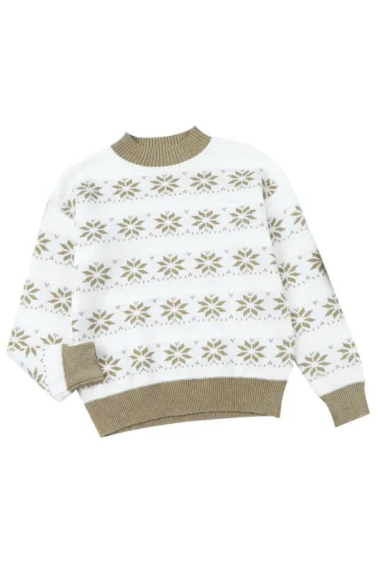 White christmas snowflake high neck knit sweater - sweaters & cardigans