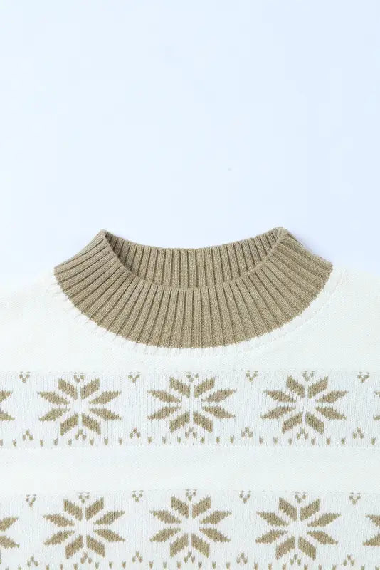 White christmas snowflake high neck knit sweater - sweaters & cardigans