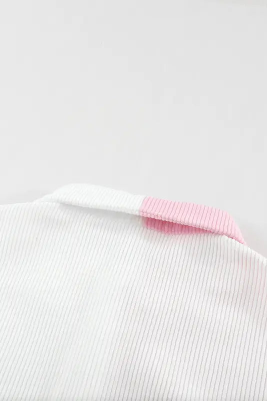 White color block button shirt with pocket - tops