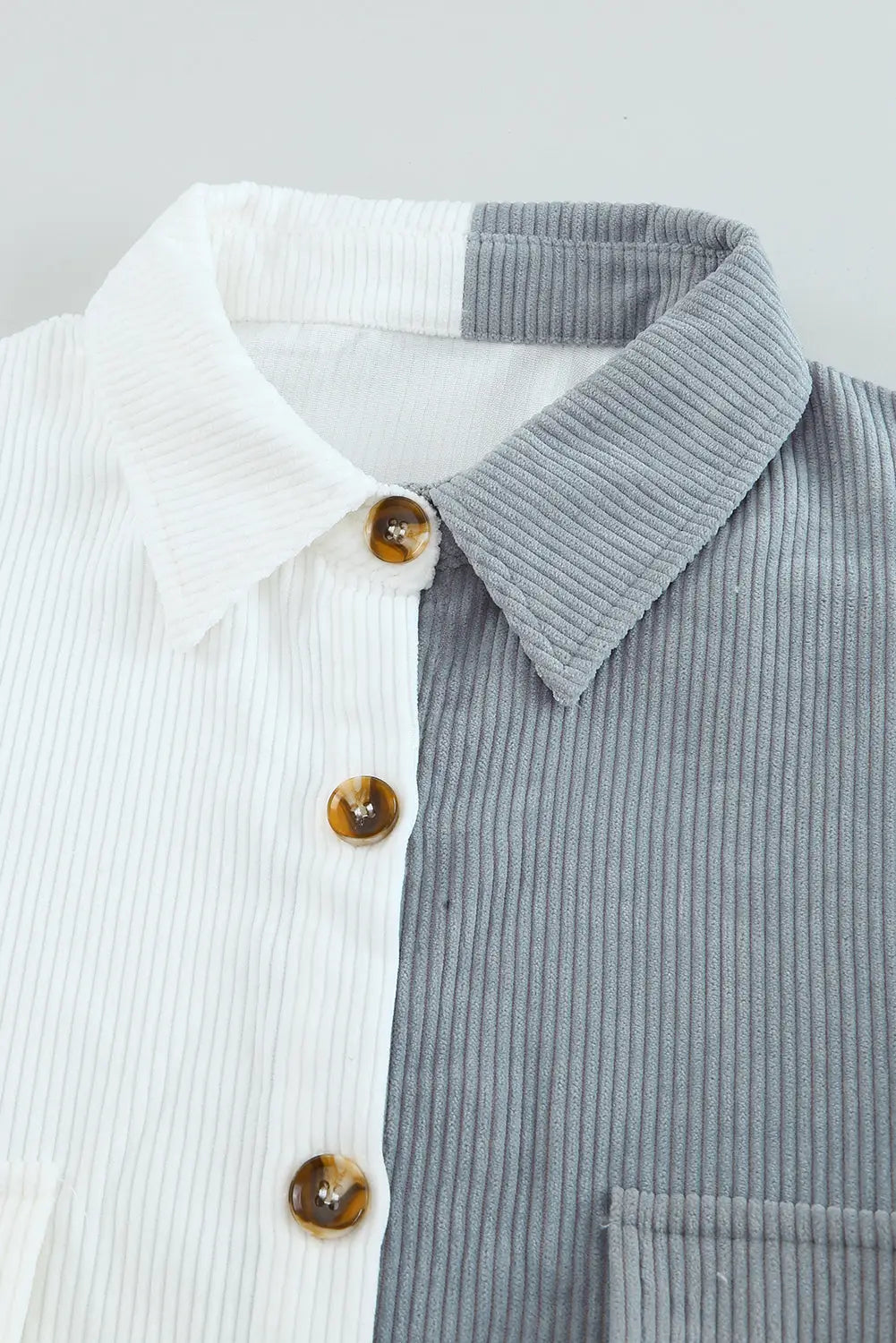 White color block button shirt with pocket - blouses & shirts