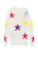 White colorful star pattern loose sweater - sweaters & cardigans