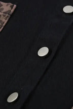 White Contrast Leopard Denim Jacket - Fashionfitz