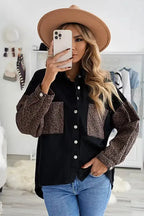 White Contrast Leopard Denim Jacket - Fashionfitz